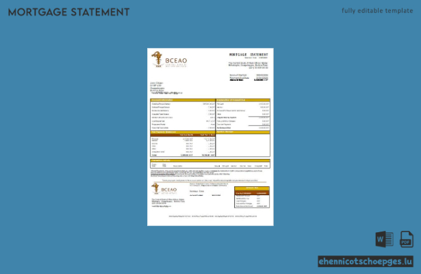 Burkina Faso Zentralbank der Westafrikanischen Staaten Beispiel eines Kontoauszugs für Hypothekendarlehen (Vorschau)